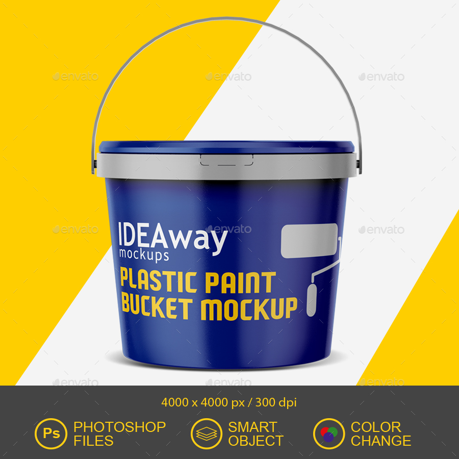 Download Plastic Paint Bucket Mockup by idaeway | GraphicRiver