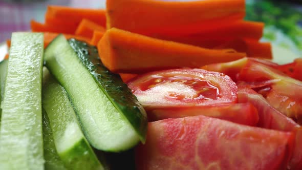Fresh Raw Red Tomato and Green Cucumber