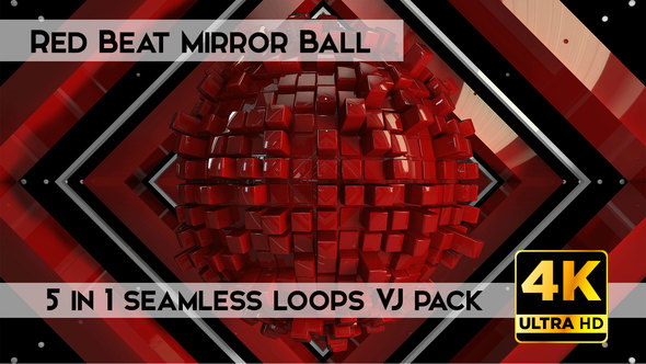 Red Beat Mirror Ball Vj Loops