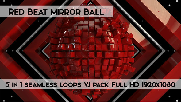 Red Beat Mirror Ball Vj Loops