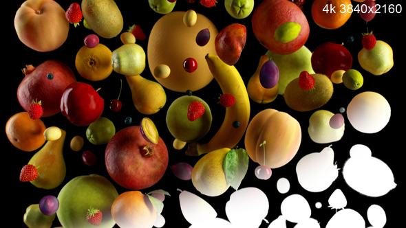 Fruit Falling on Black 4k