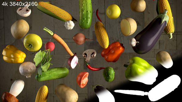 Vegetables Falling 4k