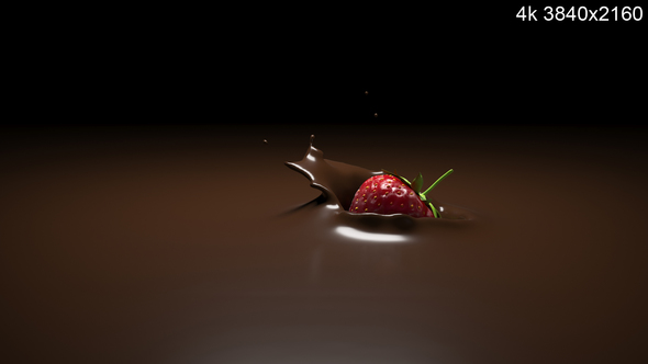 Strawberry Falling into Melted Chocolate 4k