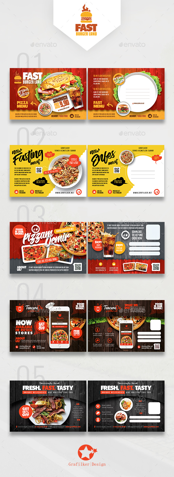 Restaurant Bundle Postcard Templates - Cards & Invites Print Templates