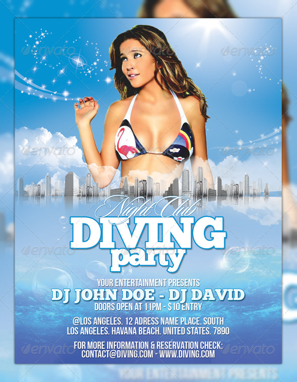 Diving Party Flyer - Clubs & Parties Events
