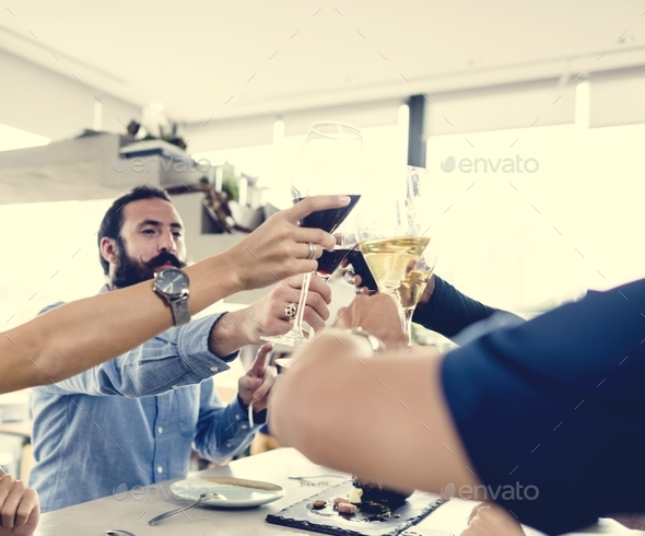 People cheers a wine glasses together Stock Photo by Rawpixel | PhotoDune