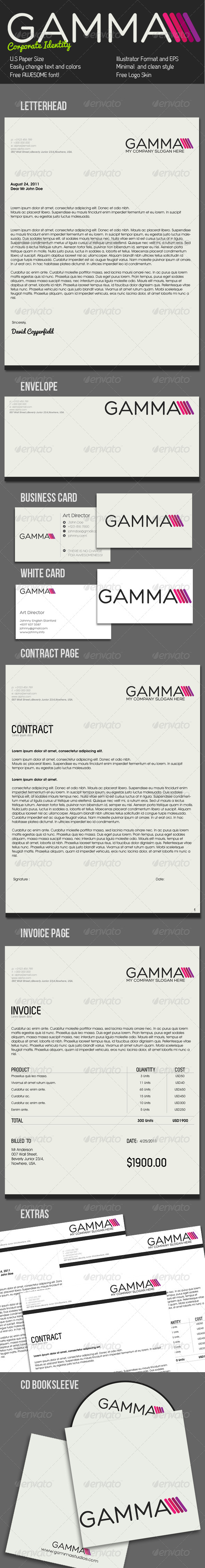 Gamma Clean Corporate Identity - Stationery Print Templates