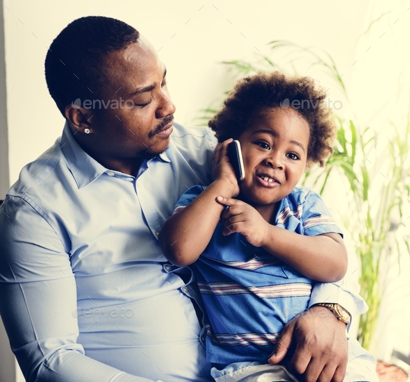 Black father enjoy precious time with his child together happiness Stock Photo by Rawpixel
