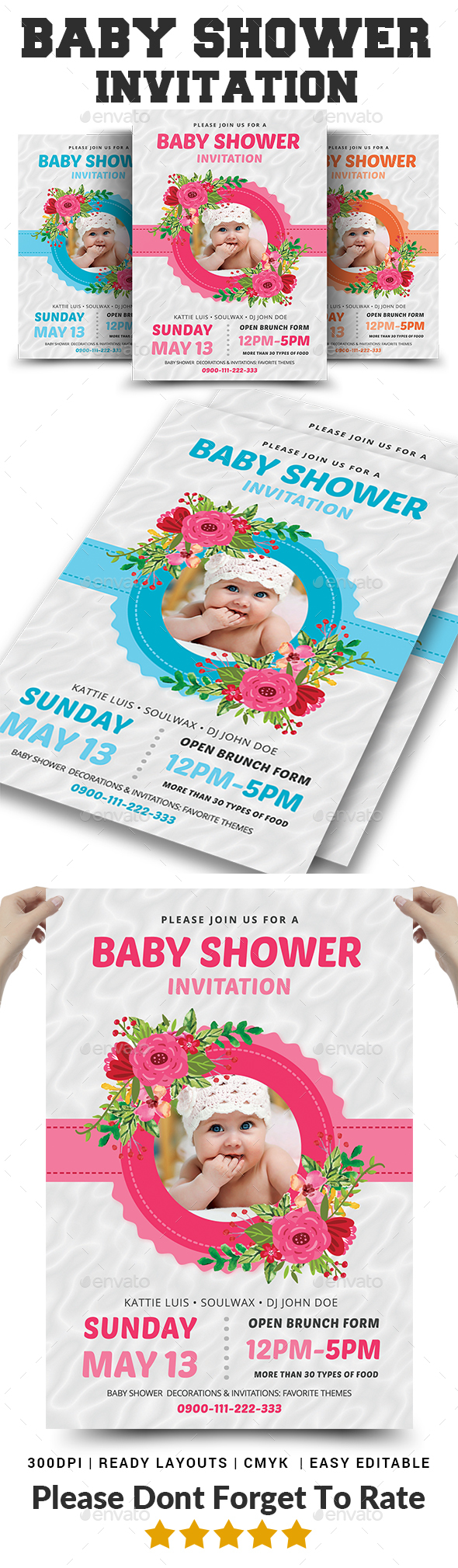 Baby Shower Invitation - Cards & Invites Print Templates