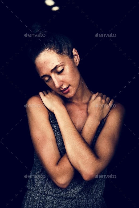 Woman hugging herself Stock Photo by Rawpixel | PhotoDune