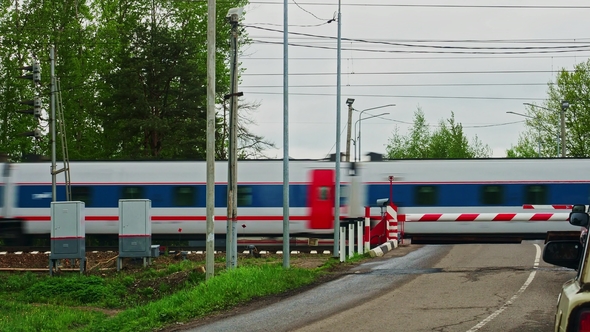 Railway Crossing Passing Train