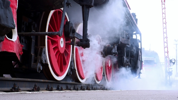 Vintage Locomotive Stands at the Station