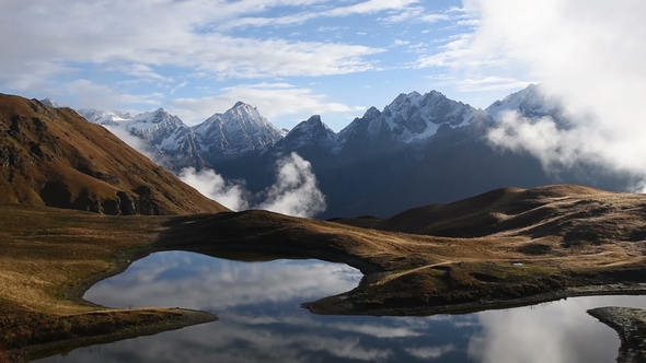 Koruldi Lakes, Upper Svaneti, Mestia Near Ushba Pass. Georgia, Europe. Caucasus
