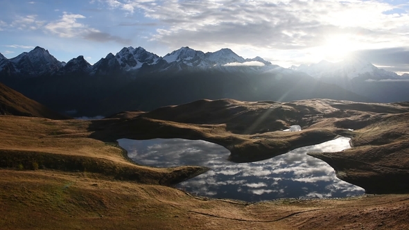 Koruldi Lakes, Upper Svaneti, Mestia Near Ushba Pass. Georgia, Europe. Caucasus.  Video Hig