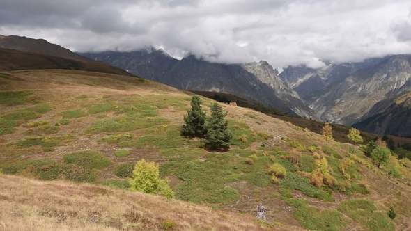 View of Tetnuldi Prominent Peak in the Central Part of the Greater Caucasus Mountain Range