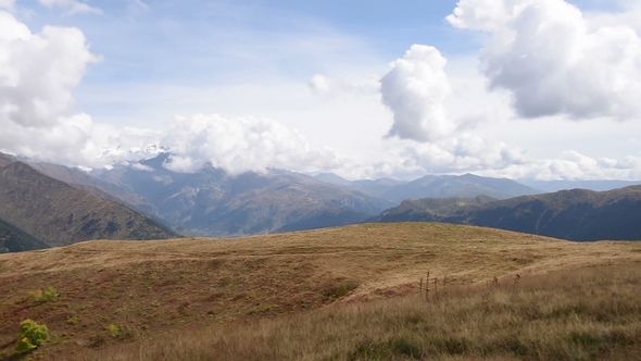 Panoramic View of Tetnuldi Prominent Peak in the Central Part of the Greater Caucasus Mountain Range