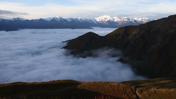 Mheer Mountain Filmed From Guli Pass. Upper Svaneti, Mestia Near Ushba Pass