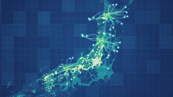 Green Japan Map Network Rollback 4K