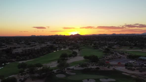 Over The Golf Course During Sunset 4 K