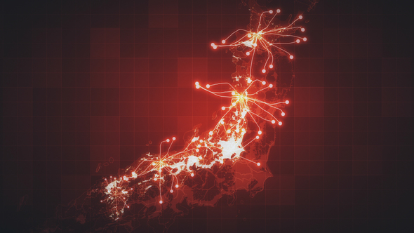 Red Japan Map Network Rollback 4K