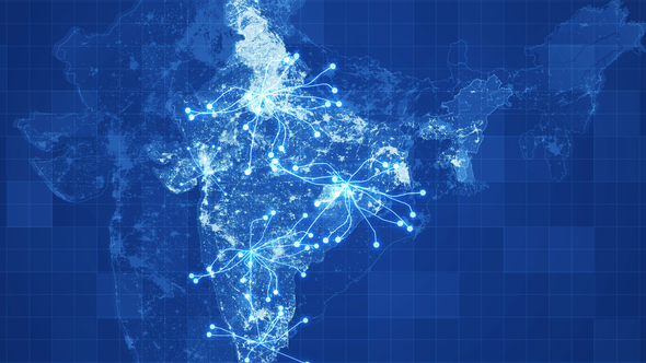 Blue India Map Network Rollback 4K