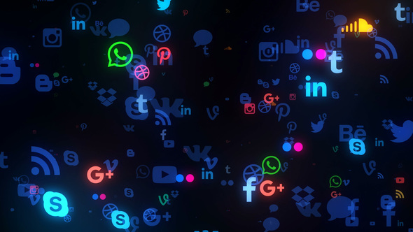 Social Networks Icons Neon Pattern