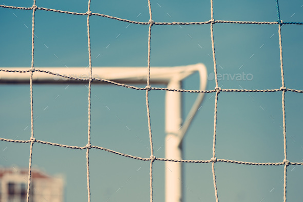 European Football Or Soccer Goal Defocussed In Background Stock Photo By Stevanovicigor