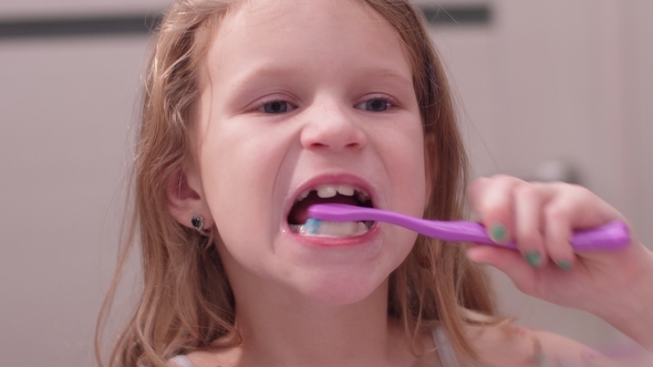 Little Girl Oral Care with Toothbrush