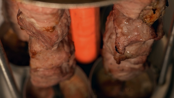 Pieces of Meat Rotate on Skewers-shish Kebab alt