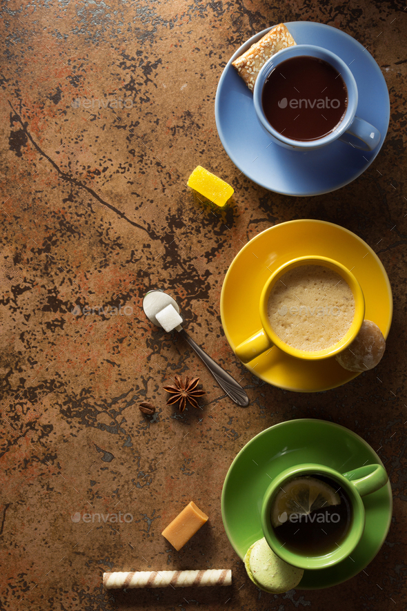 cup of coffee, tea and cacao at Stock Photo by seregam | PhotoDune