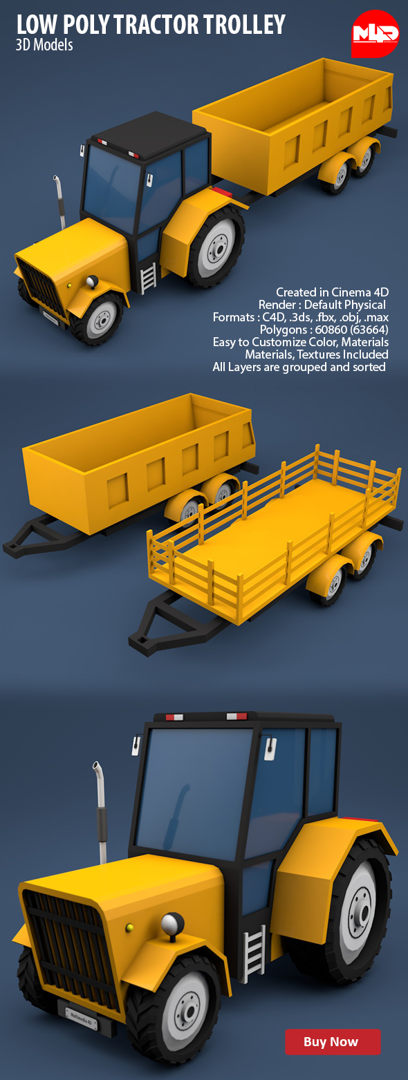 Low Poly Tractor - 3Docean 21865892