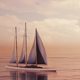 Yacht at Sea at Sunset - VideoHive Item for Sale