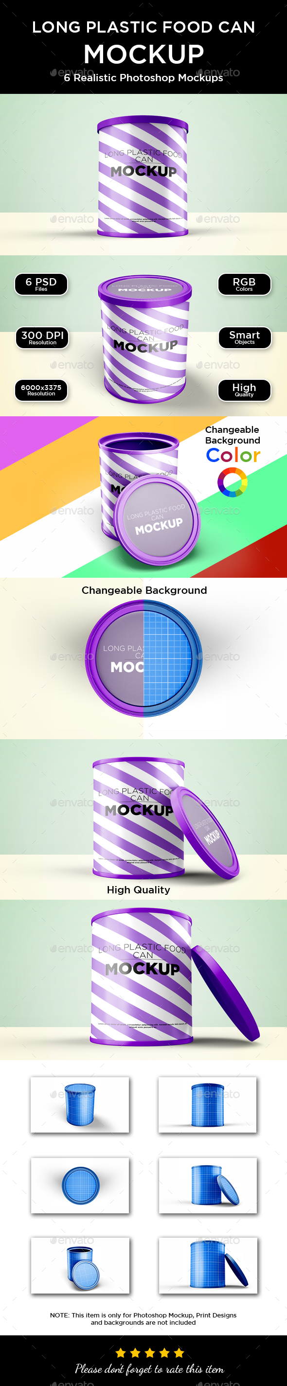 Plastic Food Can Mockup - Long - Food and Drink Packaging