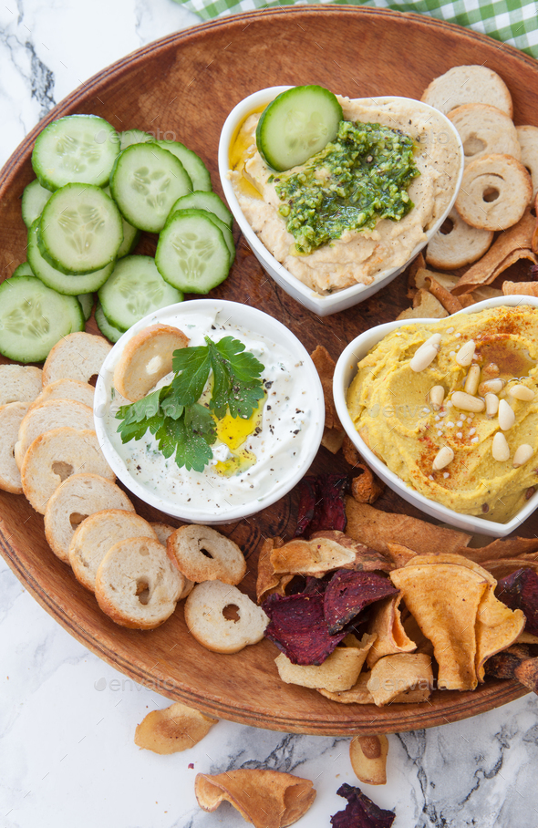 Hummus and vegetables chips Stock Photo by BarbaraNeveu | PhotoDune