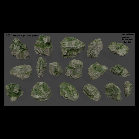 mossy rocks - 3Docean 21867932