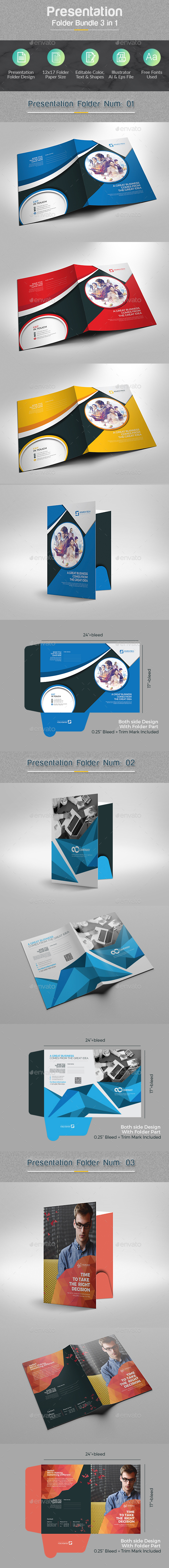 Presentation Folder Bundle 3 in 1 - Stationery Print Templates