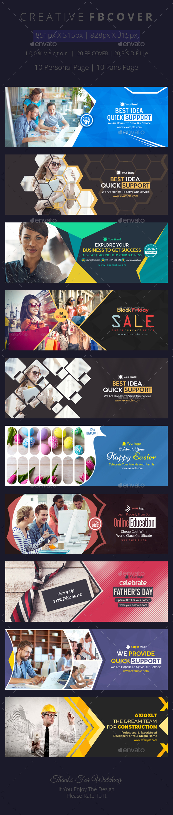 Facebook Cover Bundle - 20 Design - Facebook Timeline Covers Social Media