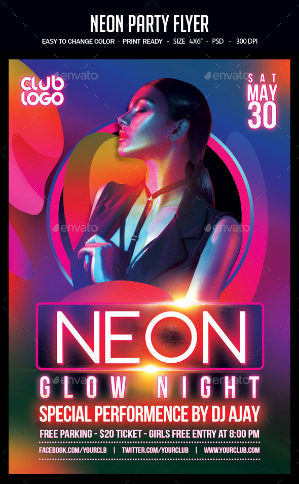 Neon Party Flyer by studiorgb | GraphicRiver