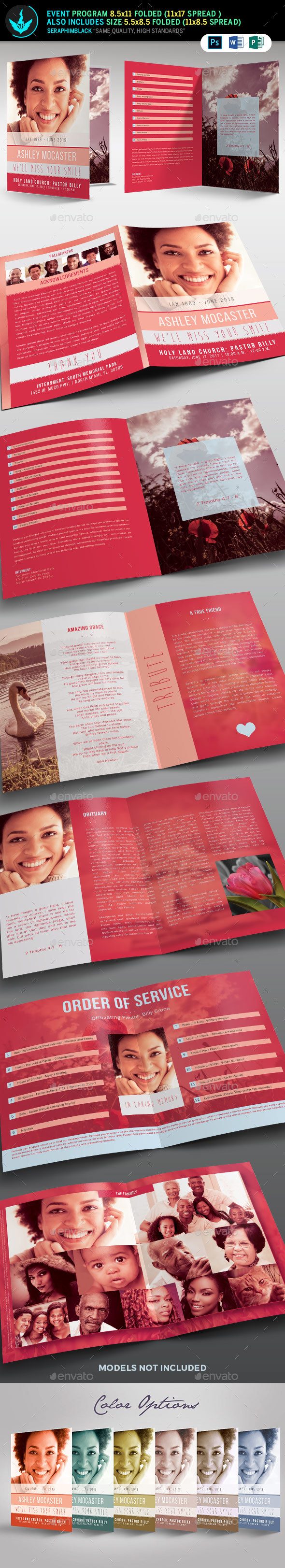 Smile Funeral Program Template - Informational Brochures