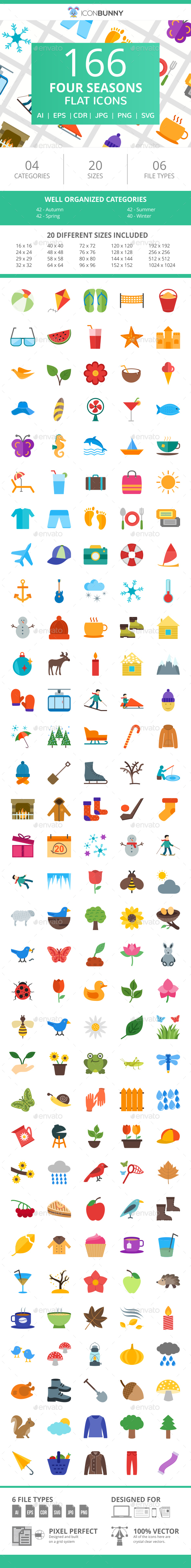 166 Four Seasons Flat Icons - Icons
