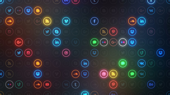Social Media Pattern Neon Background