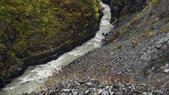 Car Riding on a Road To Ushguli, at the Foot of Shkhara, Community of Villages Located at the Head alt