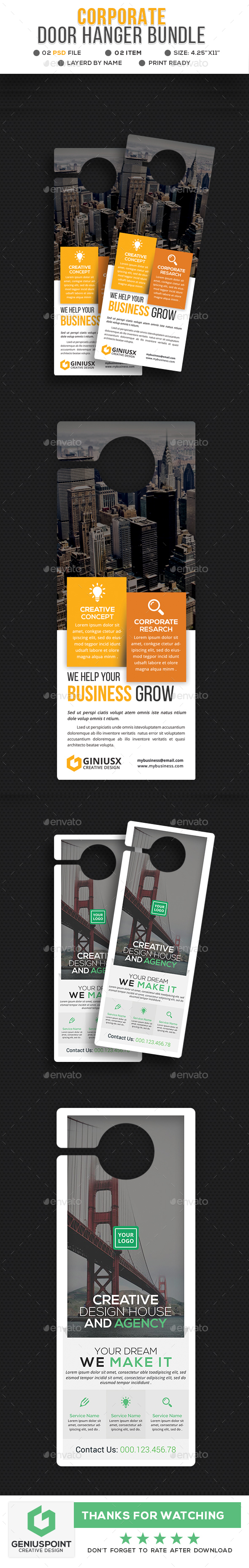 Corporate Door Hanger Bundle - Miscellaneous Print Templates