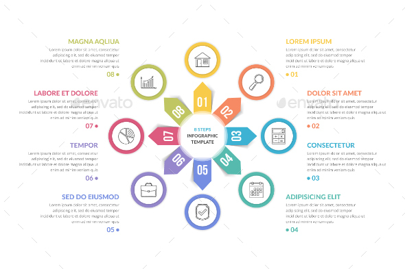 Circle Infographics with Eight Elements - Infographics