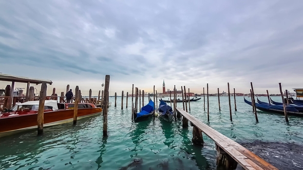 Gondolas View  in Venice, Italy alt