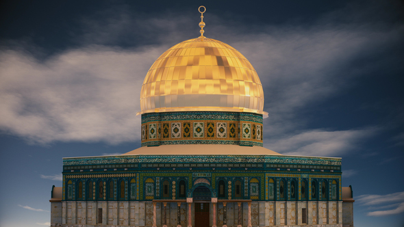4K Dome of Rock Mosque Al Quds Orbit alt