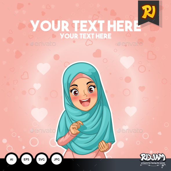 Muslim Woman Happy with Her Hijab by Holding Her Headscarf - People Characters