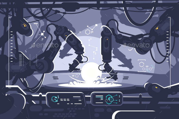 Automatic Robot in Industrial Production - Miscellaneous Vectors