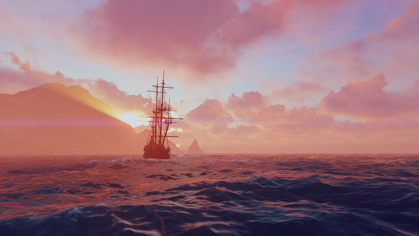 An Ancient Ship In The Ocean, Motion Graphics | VideoHive