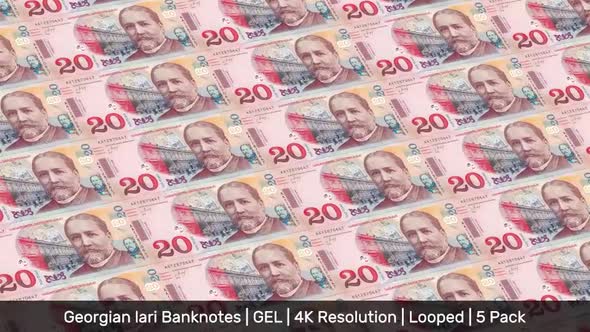 Georgia Banknotes Money / Georgian lari / Currency ₾ / GEL/ | 5 Pack | - 4K alt